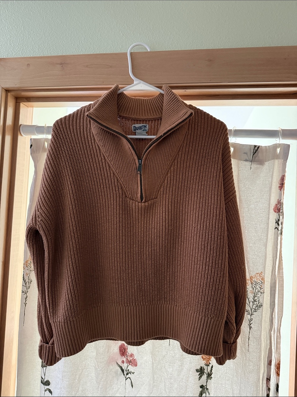 Duluth Trading Co Rust Brown Quarter-Zip Turtleneck Sweater